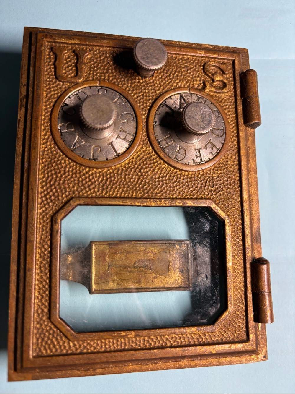 Antique U.S. Post Office PO Box Door Brass Bronze Mailbox Combination Lock